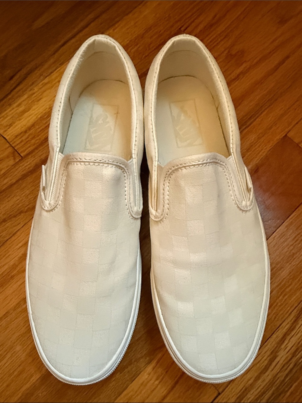Vans Classic Slip-On Stackform Checkerboard Canvas Sneakers in Marshmallow